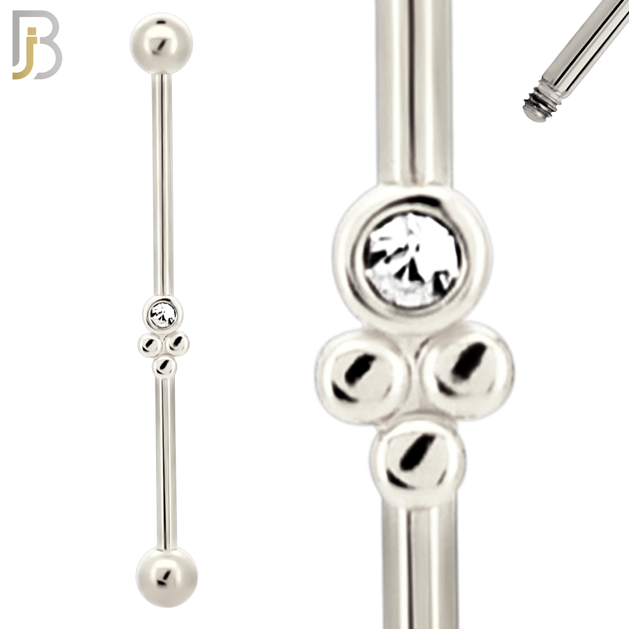 BB25 - 316L Surgical Steel Screw Bar with Brass Grape Bunch Design Barbell Industrial (PACK OF 4) image 1