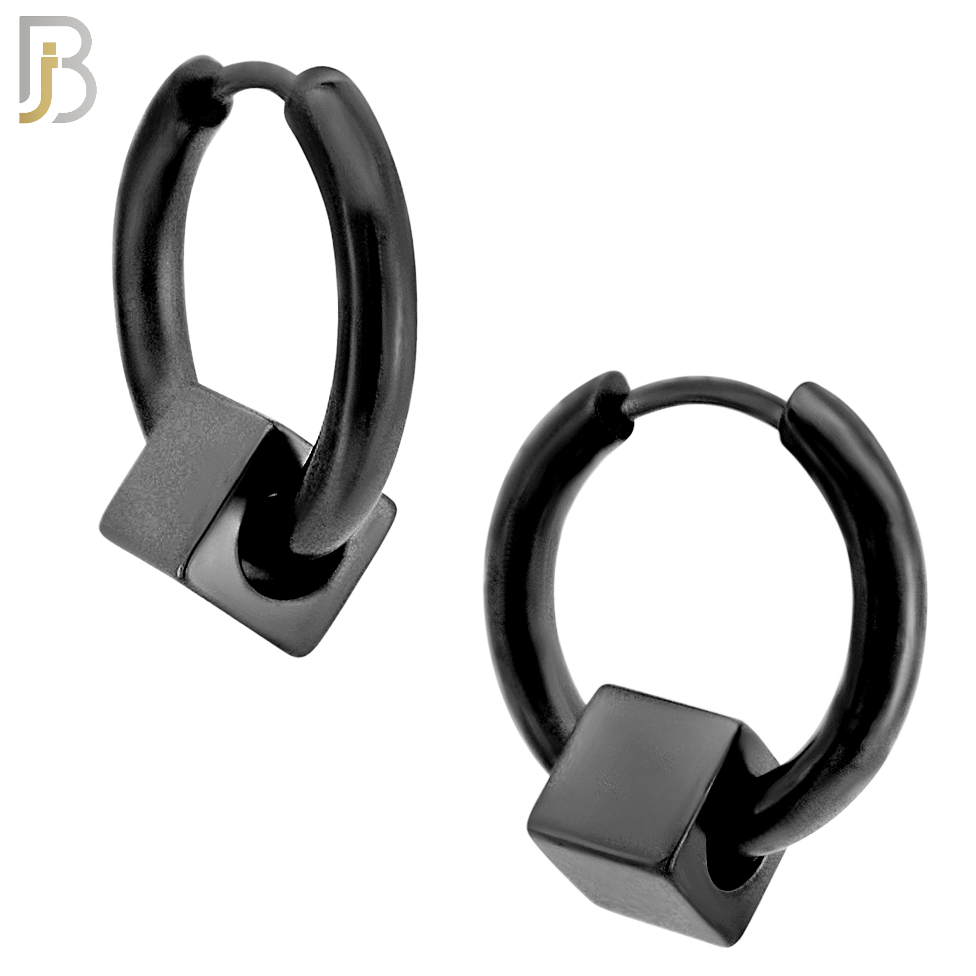 ES317 - 316L Stainless Steel Cube Huggies Earring image 1