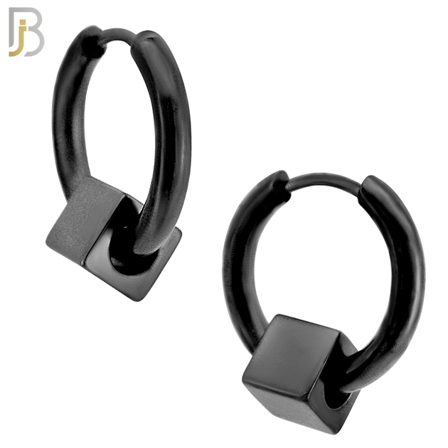 ES317 - 316L Stainless Steel Cube Huggies Earring image 1