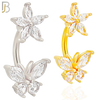NB67 - 316L Stainless Steel Banana Belly Ring with Flower and Butterfly Cubic Zirconia image 0