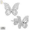 925-ES142 - .925 Sterling Silver Hollow Butterfly Design with Zircon Design Earring Stud image 1