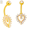NB12 - 316L Stainless Steel Heart  Zircon  Banana Belly Navel Ring image 2