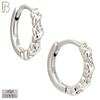 925-ES484 - 925 Sterling Silver 7 CZ Braided Design Hoop Earrings image 1