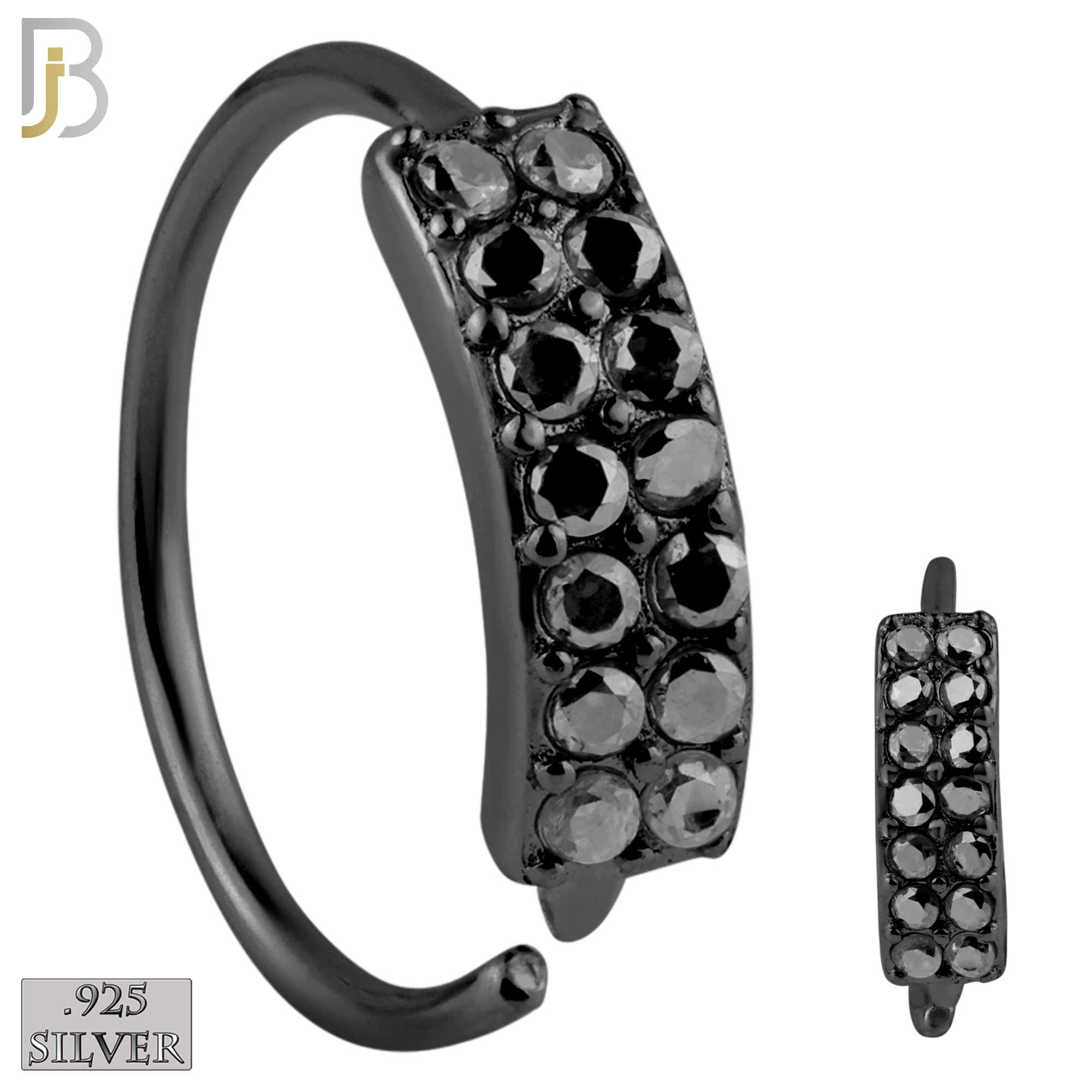 925-CT24 - 925 Sterling Silver 22g Thickness Double Layer CZ Prong Set Hoops Piercing (PACK OF 6) image 6