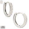 925-ES454 - 925 Sterling Silver Plain Braided Edge Design Huggies Hoop Earrings image 1