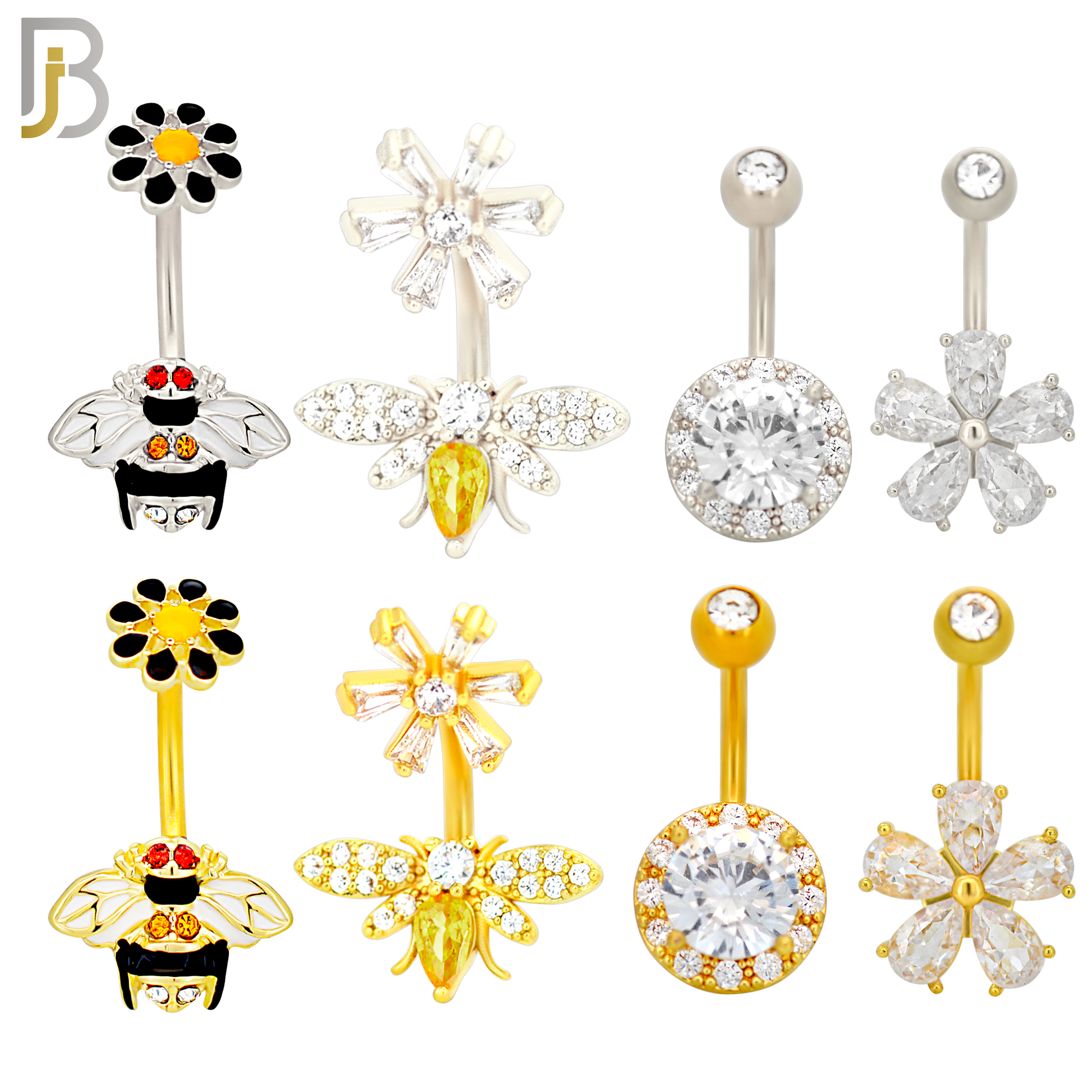 PK-NB31 - 316L Surgical Steel Different Designs Banana Navel 14g 10mm Length Pack of 24 image 1