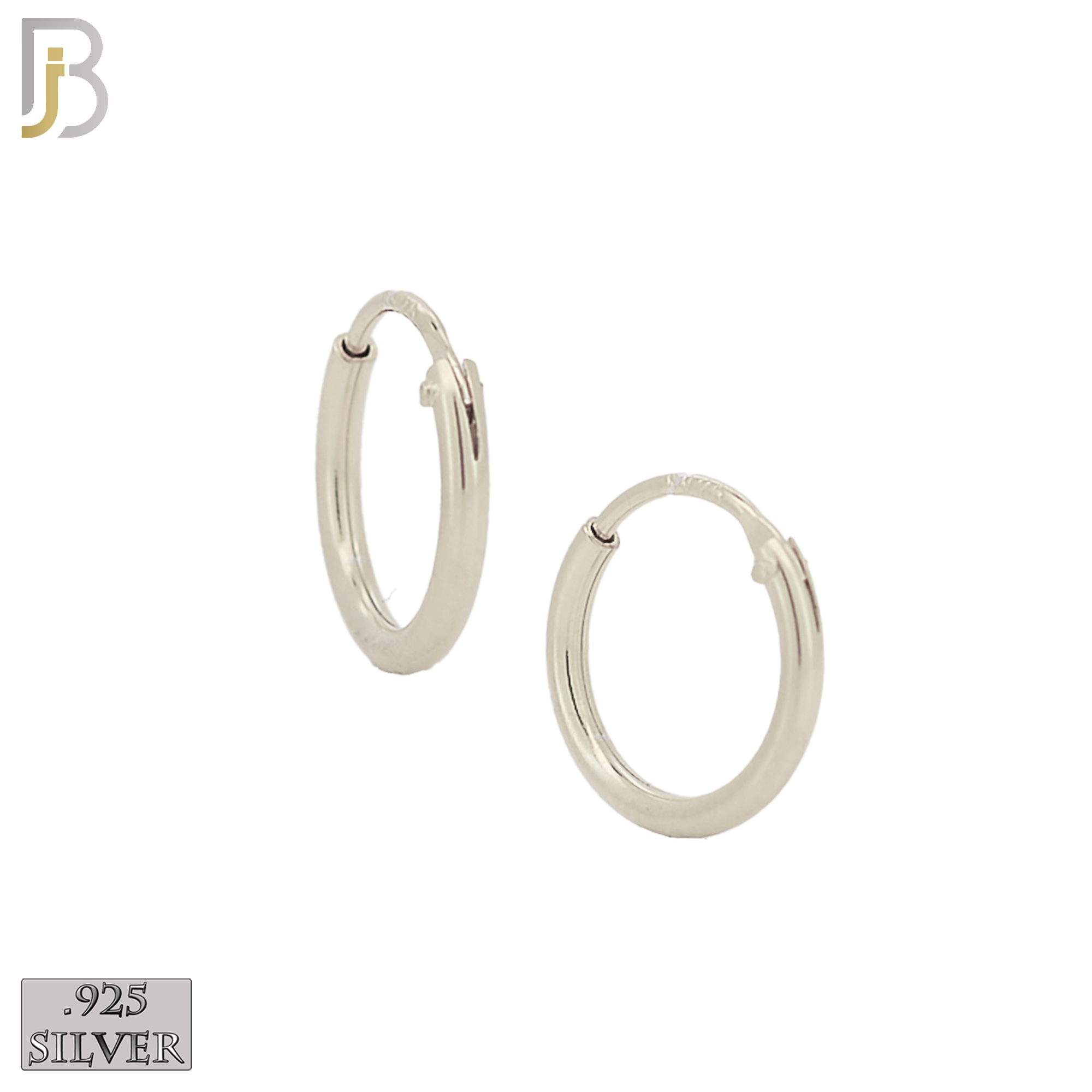 925-ES310S - .925 Sterling Silver Plain Hoop Earrings image 3