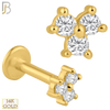 14-LB35 - 14k Solid Gold Three Round Zircon in Triangle Internally Threaded Labret image 0
