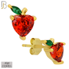 925-ES471 - 925 Sterling Silver Single Red Apple Fruit Push Back Stud Earring image 1