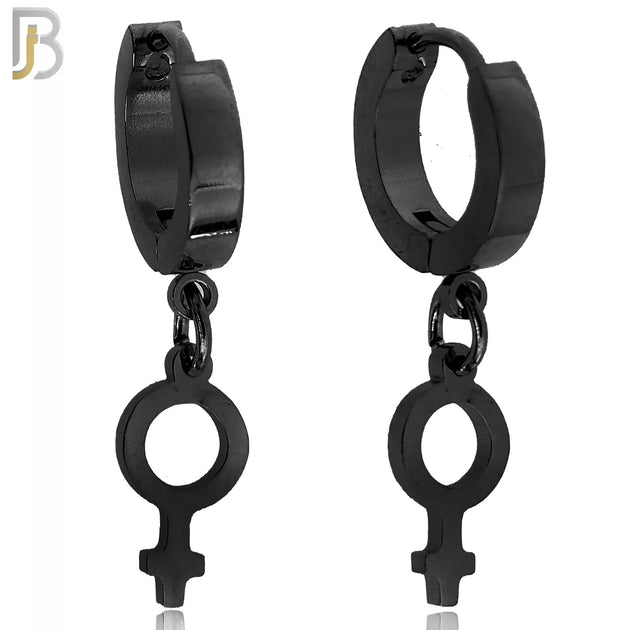 ES06 - 316L Stainless Steel Dangling Female Symbol Gender Design Huggies Clip On image 1