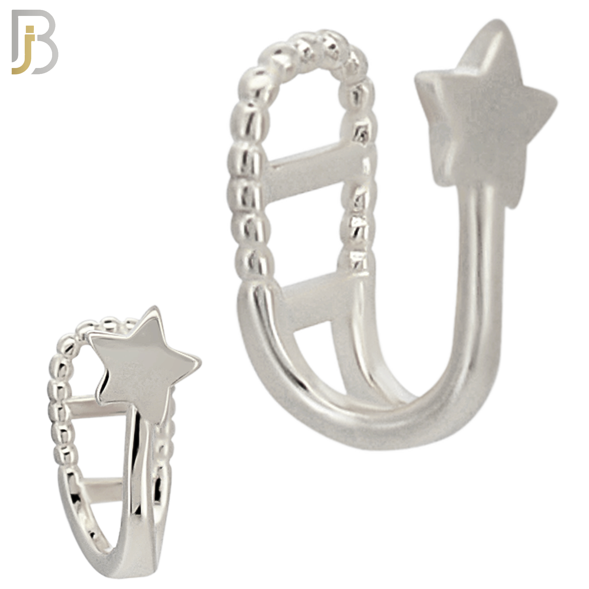 FES002 - Plain Star Ear Cuff in Brass (Sold Per Piece) - Rhodium Plated image