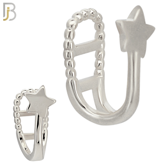 FES002 - Plain Star Ear Cuff in Brass (Sold Per Piece) - Rhodium Plated image