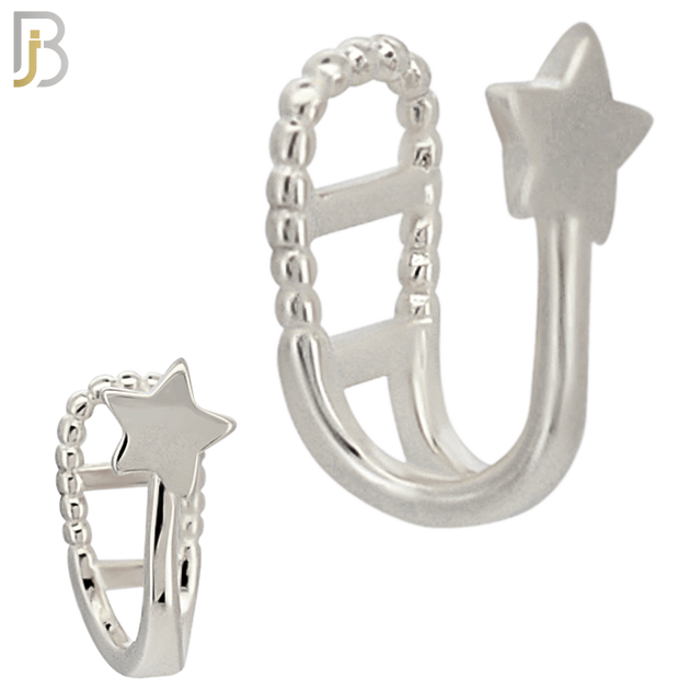 FES002 - Plain Star Ear Cuff in Brass (Sold Per Piece) - Rhodium Plated image