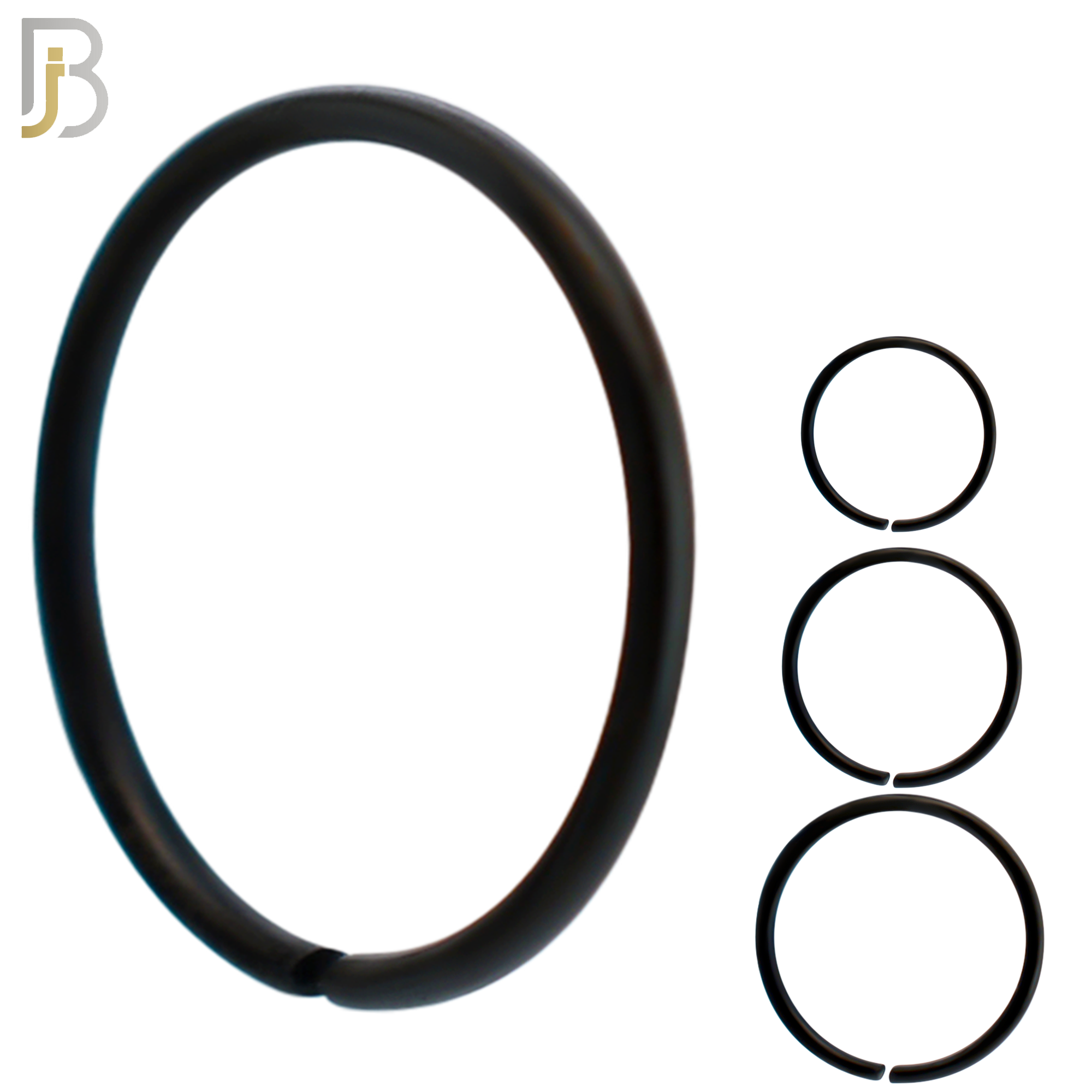 CT02K - Black Plated 316L Surgical Steel Hoops Seamless Continuous Ring Twist to Open image 0