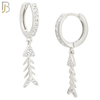 ES113 - 316L Stainless Steel Dangling Skeleton Fish with Zircon Huggies Clip On image 1