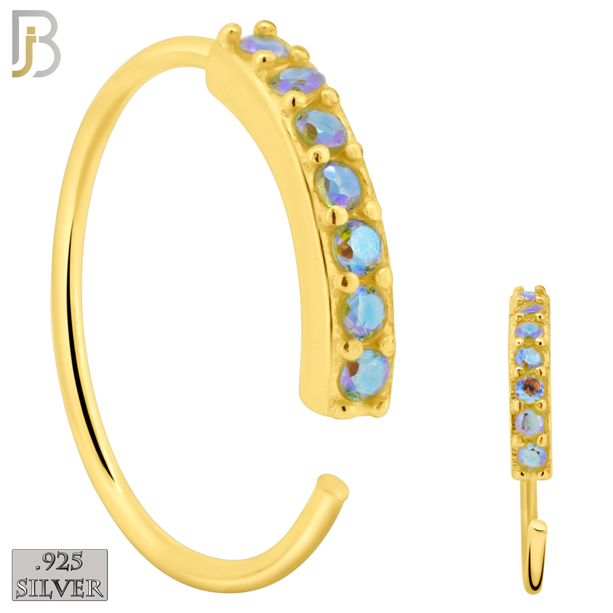 925-CT04 - 925 Sterling Silver 22g Thickness 7 CZ Prong Set Hoops Piercing (Pack of 6) image 3