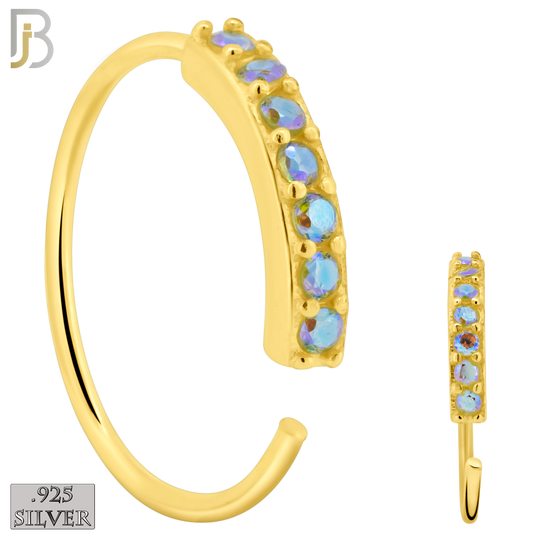 925-CT04 - 925 Sterling Silver 22g Thickness 7 CZ Prong Set Hoops Piercing (Pack of 6) image 3