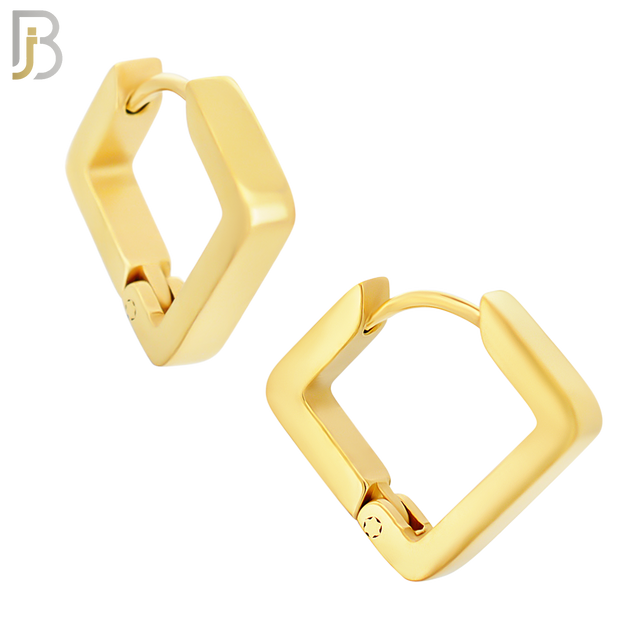 ES298 - 316L Stainless Steel Plain Huggies Inverted Square Shape Clip On image 2