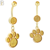 N004 - 316L Stainless Steel Dangling Dog Paw Print Sandpaper Design Belly Ring with 4mm Screw Ball image 5