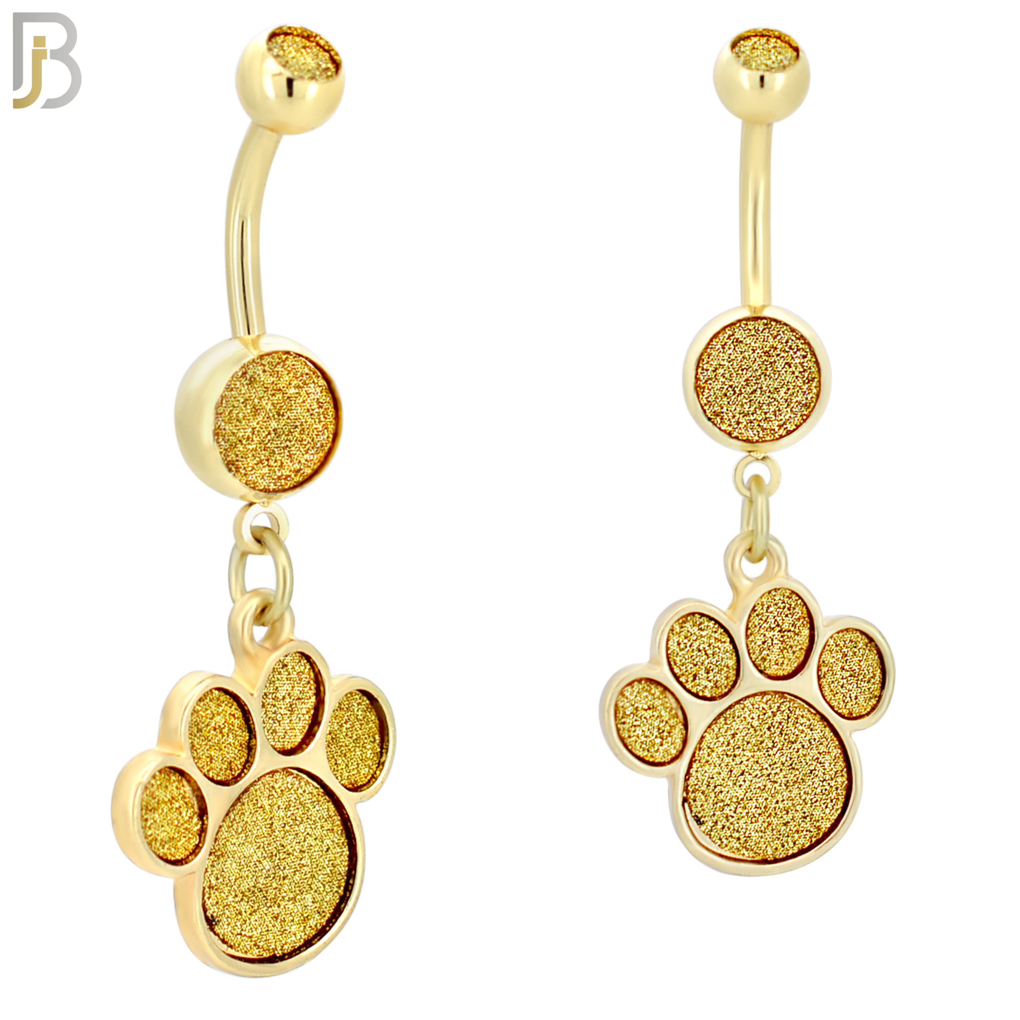 N004 - 316L Stainless Steel Dangling Dog Paw Print Sandpaper Design Belly Ring with 4mm Screw Ball image 5