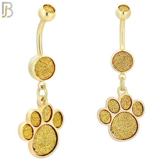 N004 - 316L Stainless Steel Dangling Dog Paw Print Sandpaper Design Belly Ring with 4mm Screw Ball image 5