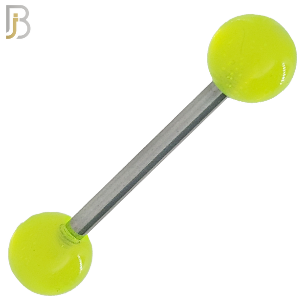 BB03G - 316L Surgical Steel Screw Barbell with Glow in the Dark Acrylic Ball Screw External Threaded (PACK OF 6) image 1