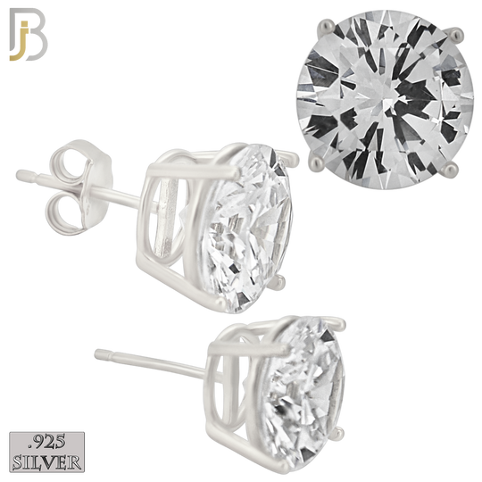 925-ES71-SC - .925 Sterling Silver Rhodium Plated Earring Stud Casting Round Prong Setting Clear Zircon image 10