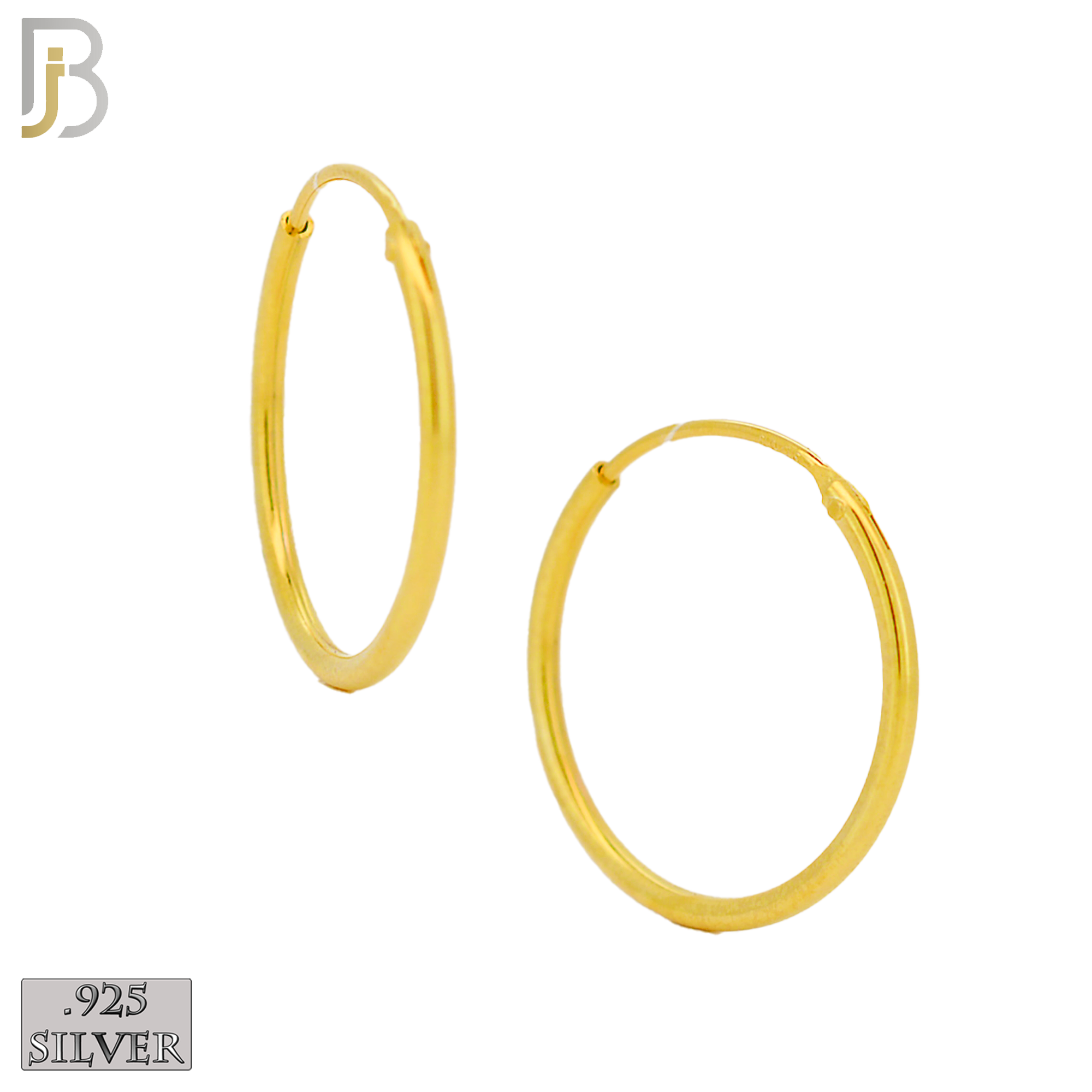 925-ES310G - .925 Sterling Silver in Gold Plating Plain Hoop Earrings image 6