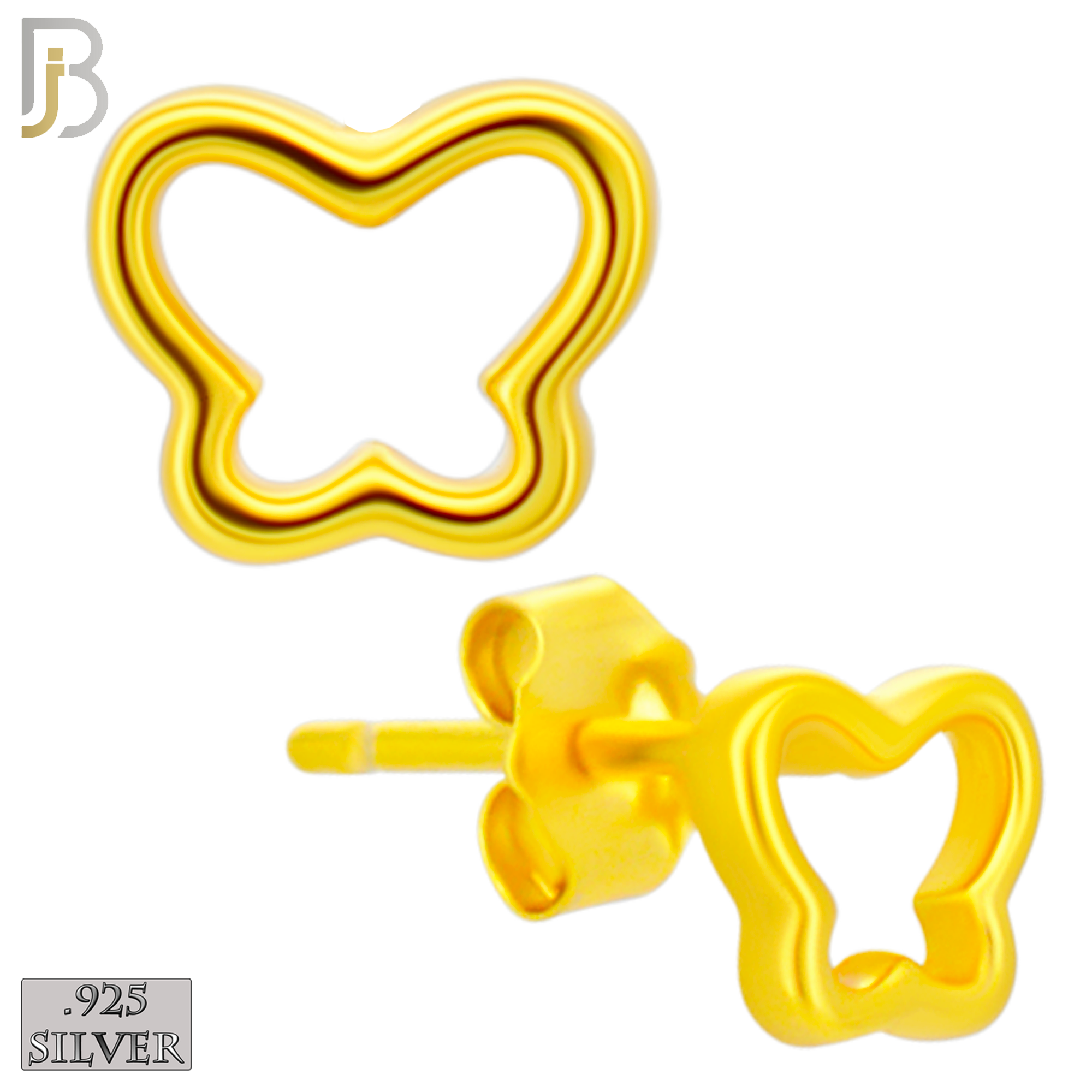 925-ES460 - 925 Sterling Silver Hollow Butterfly Design Earrings (Butterfly Backing) image 2