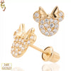 14-ES18 - 14k Solid Gold Screw Back Earrings Mouse Head with Bow Design image