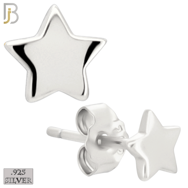 925-ES512 - 925 Sterling Silver Star Design Earrings (Butterfly Backing) - Rhodium Plated image