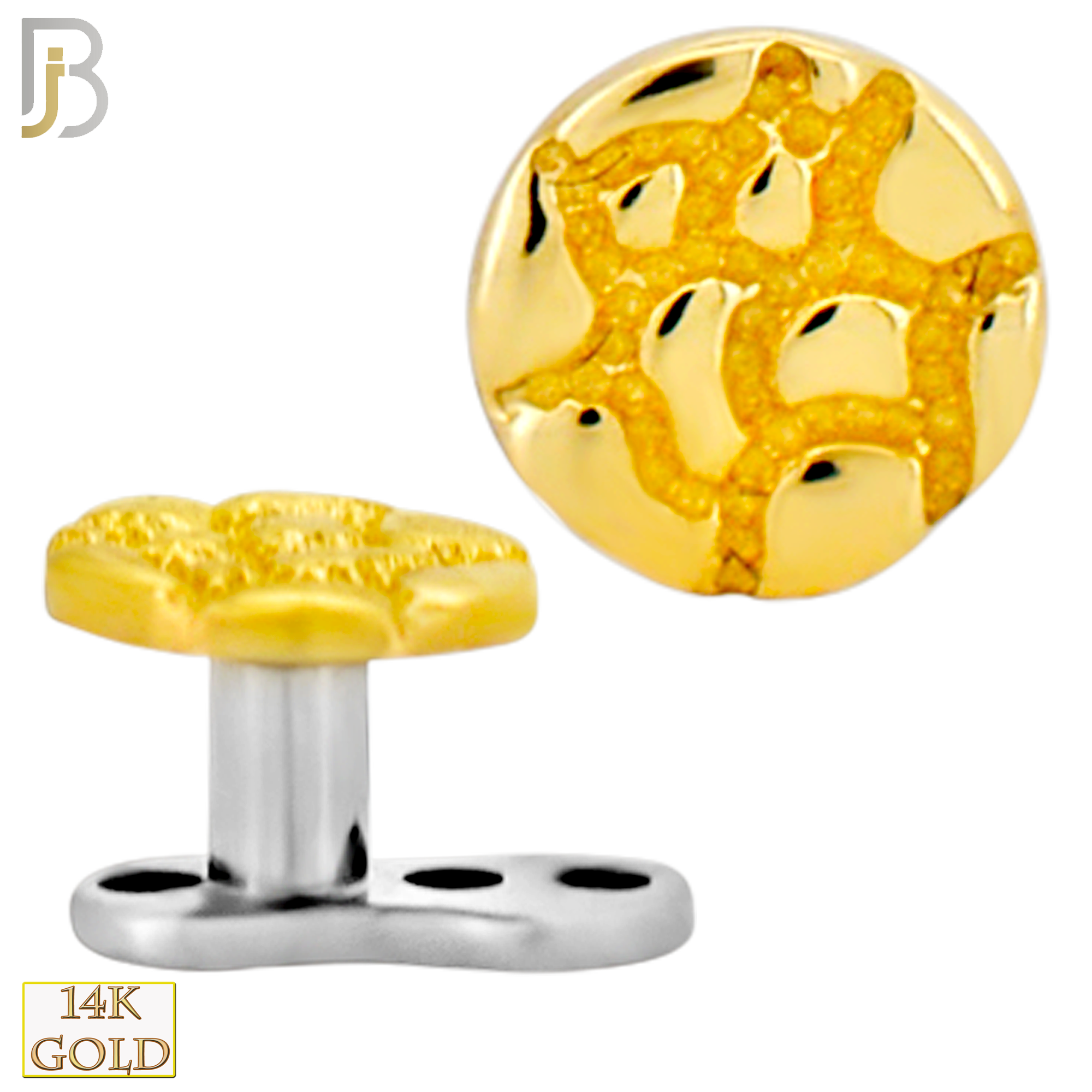 14-G23-DM21 - 14k Titanium Anchor and 14k Gold Top Round Nugget Dermal - Internally Threaded image 0