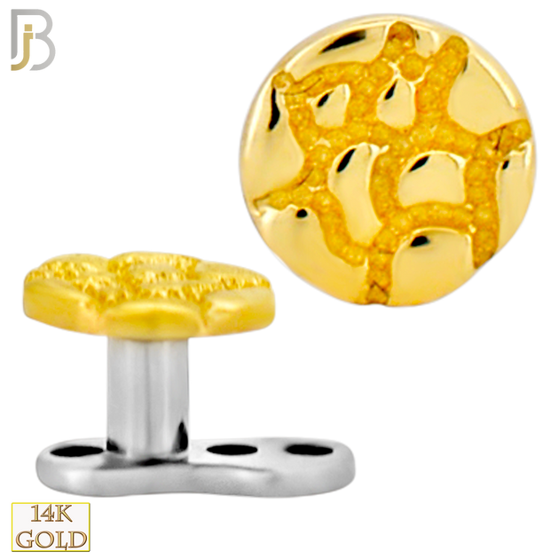 14-G23-DM21 - 14k Titanium Anchor and 14k Gold Top Round Nugget Dermal - Internally Threaded image 0