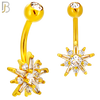 NB117 - 316L Surgical Steel Starburst with Round CZ Center Belly Ring image 2