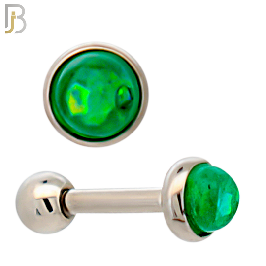 TB120SG - 316L Stainless Steel Opal Green Bezel Tragus/Cartilage Barbell (Pack of 6) image 1