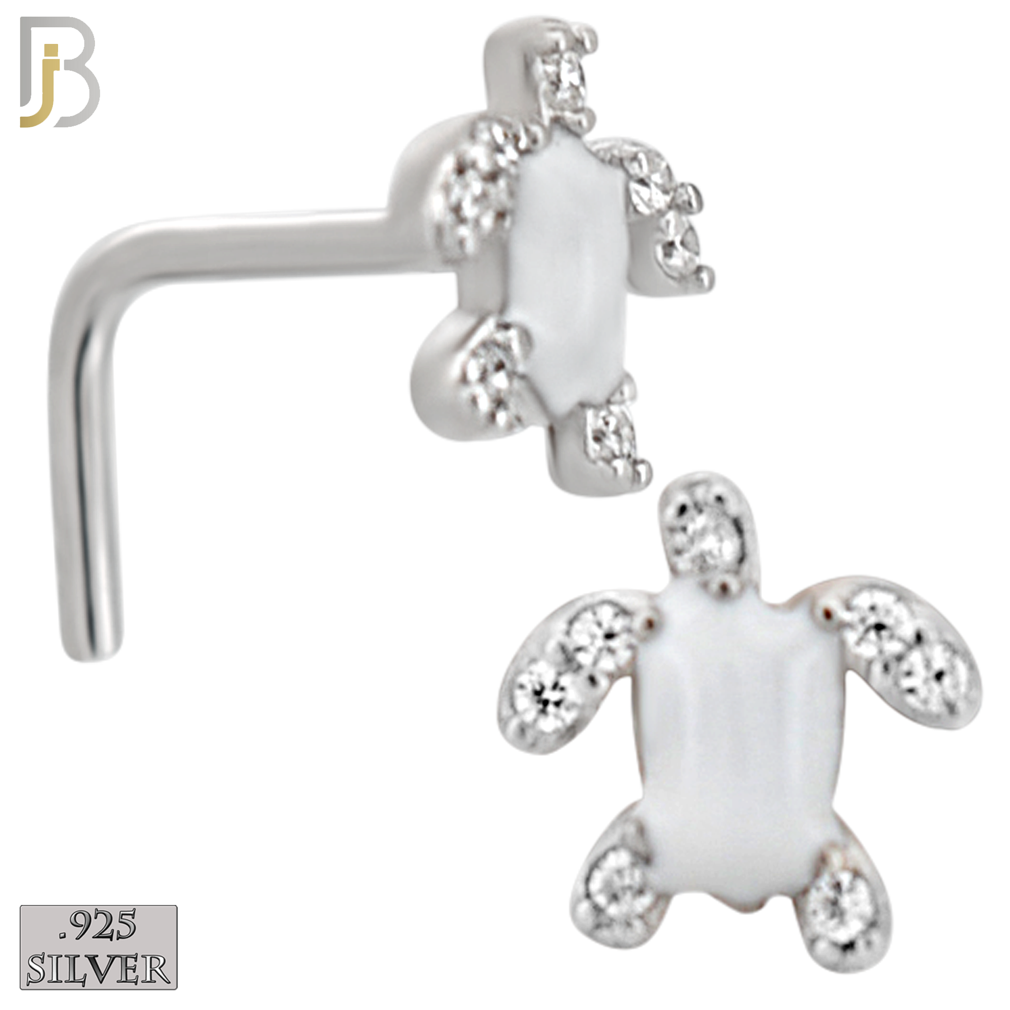 925-NR122L - 925 Silver Turtle Shape with Enamel L-Shape - Pack of 6 image 2