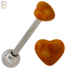 PK-BB49 - 316L Surgical Steel Barbell with Acrylic Marble Heart Screw External Threaded Pack of 120 image 1