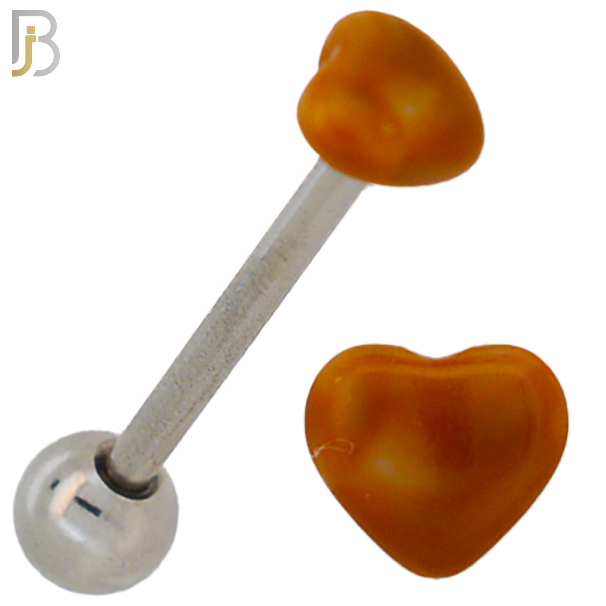 PK-BB49 - 316L Surgical Steel Barbell with Acrylic Marble Heart Screw External Threaded Pack of 120 image 1
