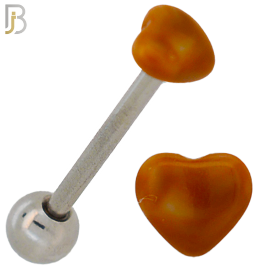 PK-BB49 - 316L Surgical Steel Barbell with Acrylic Marble Heart Screw External Threaded Pack of 120 image 1
