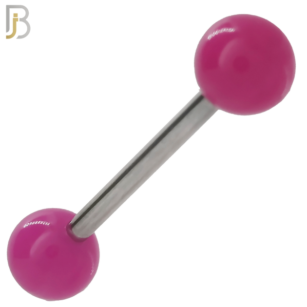PK-BB03S - 316L Surgical Steel Barbell with Solid Color Acrylic Ball Screw External Threaded Pack of 120 image 5