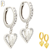 ES496 - 316L Stainless Steel Dangling Halo Virgin Mary Heart  Huggies Earrings image 0