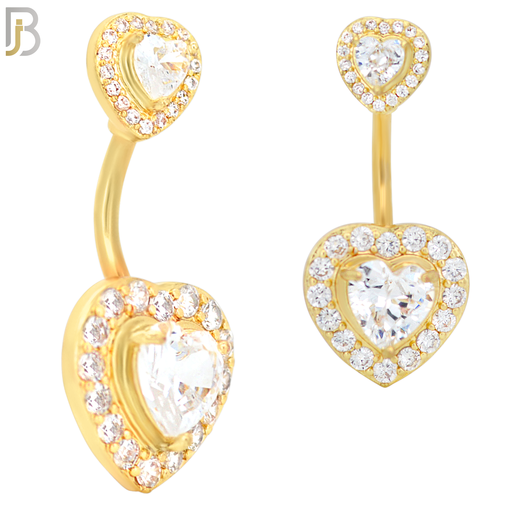 NB45 - 316L Stainless Steel Halo Heart Shaped Zircon Belly Ring image 2