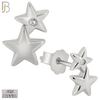 925-ES35 - .925 Sterling Silver 4x7mm Double Star Zircon Earring Stud image 1