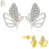 925-ES375 - .925 Sterling Silver CZ Studded Half Butterfly Stud Earrings image 0