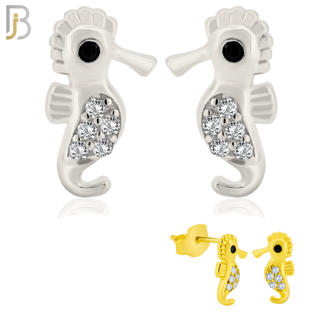 925-ES365 - .925 Sterling Silver Seahorse Stud Earrings image 0