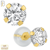 14-ES05YC - 14k Yellow Gold Silicone Back Stud Earrings Stamping Point Prong Setting with Round Clear Zircon image 1