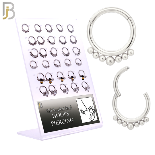 PK-CT41S - 316 Surgical Steel Hinged Nose Hoops with Mixed Designs Pack of 30 image 0