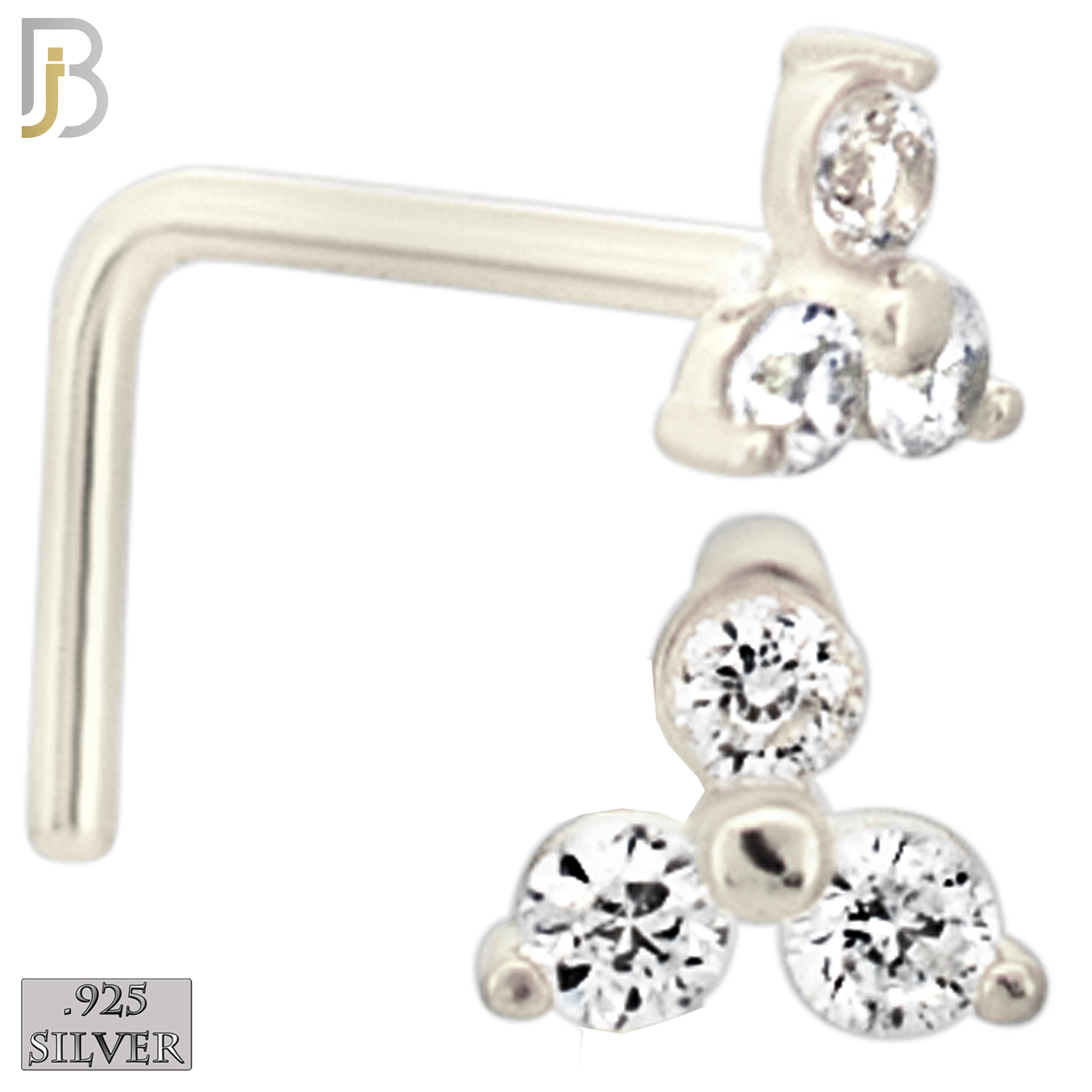 925-NR20LGSC - 925 Sterling Silver 3 Petal Flower L Shape Nose Ring (Pack of 6) image 4
