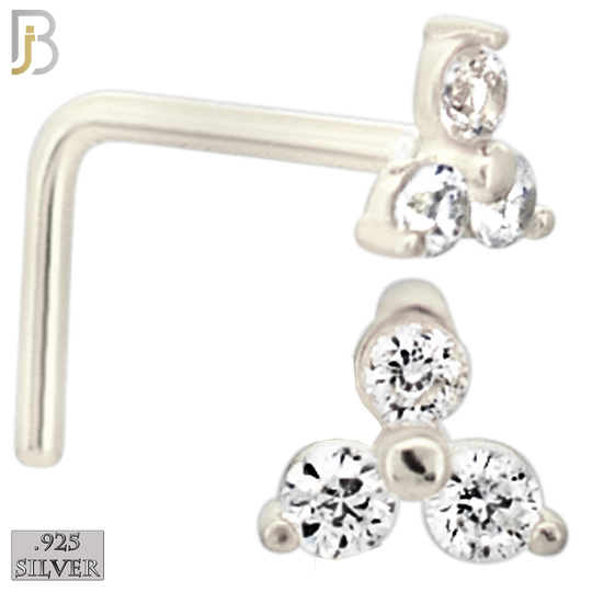 925-NR20LGSC - 925 Sterling Silver 3 Petal Flower L Shape Nose Ring (Pack of 6) image 4