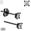 925-ES72-KC - .925 Sterling Silver Black Plated Earring Stud Casting Square Princess Cut Prong Setting Clear Zircon image 2